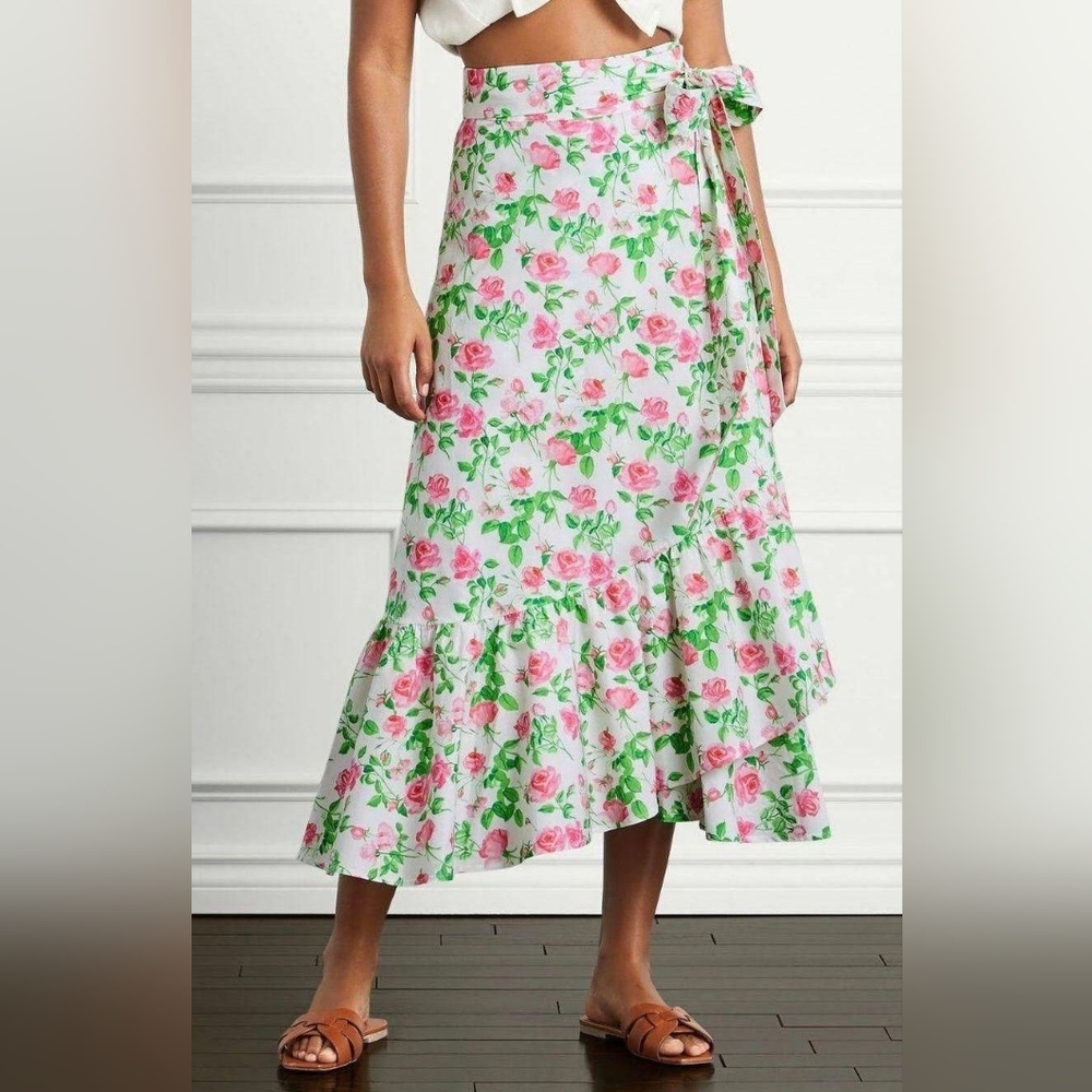 NWT Hill House Floral Midi Skirt - Pink and Green